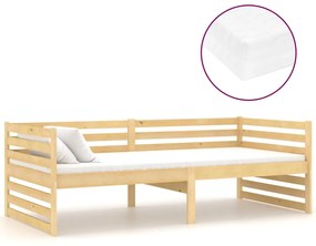 Divano Letto con Materasso 90x200 cm Legno Massello di Pino