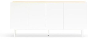 Cassettiera bassa in rovere decorata in bianco e naturale 165x78 cm Arista - Teulat