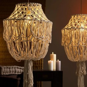Lampadario Country charm SOSPENSIONE KALIB IN COTONE INTRECCIATO beige paralume beige E27
