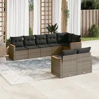 Set Divano da Giardino 8 pz con Cuscini Grigio in Polyrattancod mxl 88436