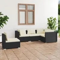 Set Divani da Giardino con Cuscini 5 pz in Polyrattan Nero cod mxl 35132