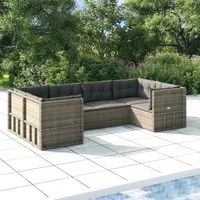 Set Divani da Giardino 6 pz con Cuscini in Polyrattan Grigiocod mxl 102424