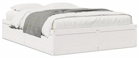 Letto Senza Materasso Bianco 140x190 Cm Legno Massello Di Pino /