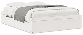 Letto Senza Materasso Bianco 140x190 Cm Legno Massello Di Pino /