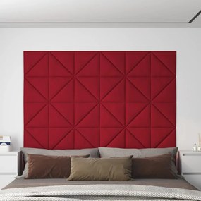 Pannelli Murali 12 Pz Rosso Vino 30x30 Cm Velluto 0,54 M² /