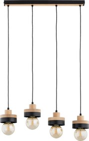 Lampadario a sospensione con cavo LARSO 4xE27/15W/230V nero/beige