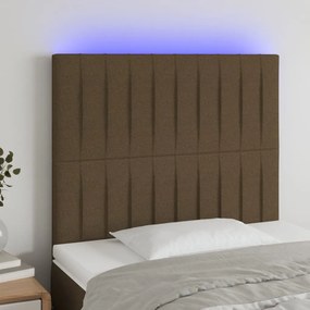 Testiera A Led Marrone Scuro 90x5x118/128 Cm İn Tessuto /