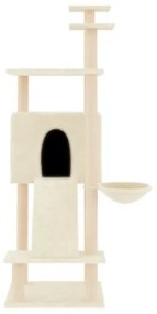 Albero per Gatti con Tiragraffi in Sisal Crema 153 cm