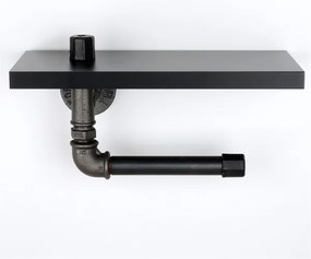 Porta carta igienica con ripiano BORU 12x30 cm nero