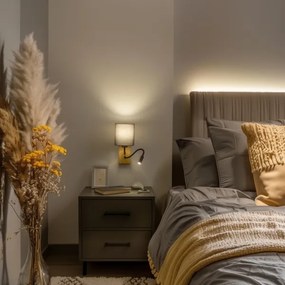 Brilagi - Applique a LED NUBILA WOOD 1xE27/25W/230V + LED/3W quercia/antracite