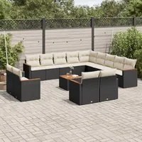 Set Divani da Giardino 14pz con Cuscini in Polyrattan Nero 3226532