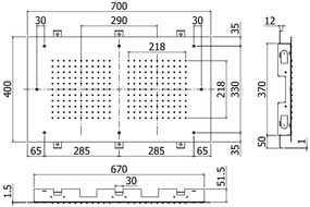 Paffoni Miami soffione doccia 70x40 rettangolare ad incasso soffitto anticalcare in metallo cromo-ZSOF302CR