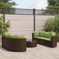 Set Divani da Giardino 7 pz con Cuscini Marrone in Polyrattan 3308438