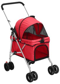 Passeggino Per Cani Pieghevole Rosso 76x50x100cm Tessuto Oxford /