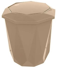 Pattumiera bagno tortora con coperchio basculante e capacità 5,5 lt