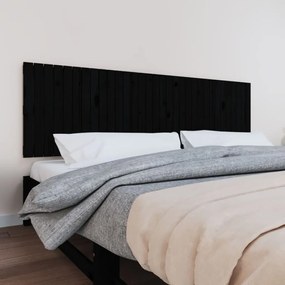 Testiera Da Parete Nera 204x3x60 Cm İn Legno Massello Di Pino /