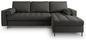 Divano letto angolare grigio scuro, angolo destro Santo - Milo Casa