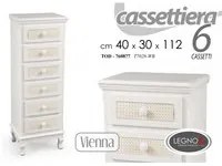 Cassettiera sei cassetti bianca vienna settimino cm 112 h