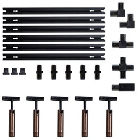 Sistema di illuminazione su binario moderno con 5 faretti bronzo scuro monofase GU10 35 mm - Iconic Jeana Luxe