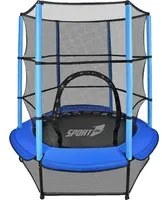 Trampolino Tappeto Elastico 140x185 cm in Acciaio con Rete di Protezione Blu