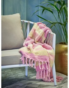 Coperta gialla e rosa in cotone riciclato 130x160 cm Isnel – Bloomingville