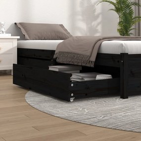 Cassetti Per Letto 2 Pz İn Legno Massello Di Pino Nero /