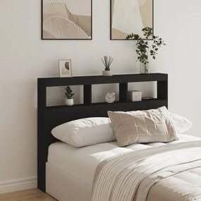 Testiera Con Contenitore A Led Nera 140x17x102 Cm /