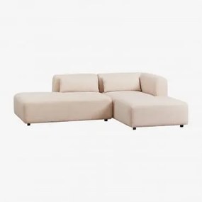 Divano Componibile Angolare In 2 Pezzi Con Chaise Longue Sinistra E Pouf Fogler Ciniglia Crema Beige - Sklum