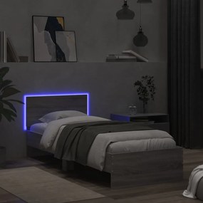 Giroletto con testiera e led grigio sonoma 75x190 cm