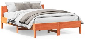 Giroletto Senza Materasso Marrone Cera 160x200 Cm Legno Di Pino /
