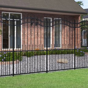 Recinzione Da Giardino Con Punta A Lancia Nera 222cm Acciaio /