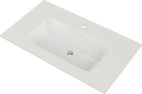 Lavabo a incasso rettangolare vasca centrale Tampa/Loa L 81.5 x H 17.5 x P 46 cm in ceramica bianco lucido