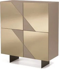 Madia credenza 4 ante in vetro specchio Bronzo e cassa Tortora ARTE 120 con 2 piedini
