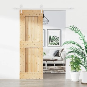 Porta Scorrevole Con Set Hardware 70x210 Cm Legno Massello Pino /