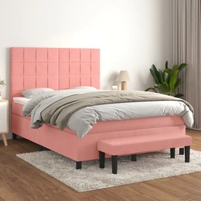Giroletto A Molle Con Materasso Rosa 140x190 Cm İn Velluto /