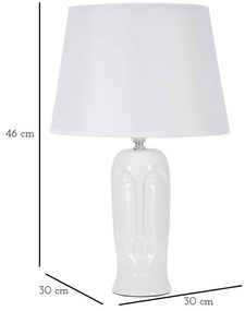 Lampada da tavolo in ceramica bianca con paralume in tessuto (altezza 46 cm) Statua - Mauro Ferretti