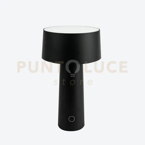 Lampada da tavolo wireless mush a batteria nera led 3w 3000°k 200lm