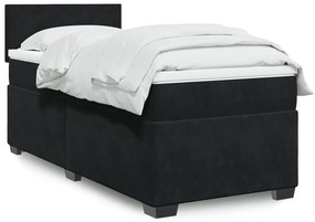 Giroletto A Molle Con Materasso Nero 100x200 Cm İn Velluto /