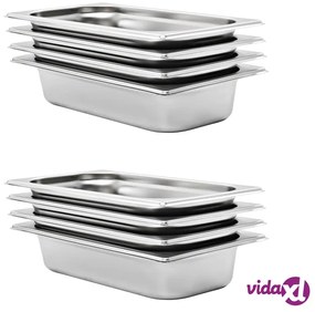 vidaXL Contenitori Gastronorm 8 pz GN 1/3 65 mm in Acciaio Inox