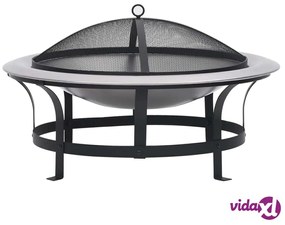 vidaXL Braciere da Giardino con Griglia in Acciaio Inox 76 cm