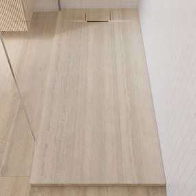 Piatto doccia NEO V2 SENSEA in composito minerale di resina gelificata beige travertino L 70 x L 140 x H 3 cm