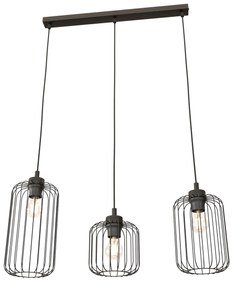 Sospensione Minimal Industrial Minerva 3 Luci Lineari Nera