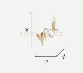 Applique  paganini bianco cromo 1 luci attacco e14 h.30cm