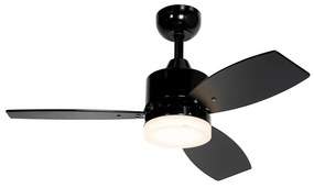Ventilatore da soffitto per esterni nero 91,3 cm con LED dimmerabile e telecomando IP44 - Toledo