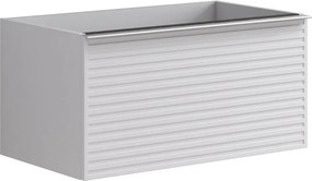 Cassettiera Pixel con 2 cassetti frontale stripes laccato opaco bianco e maniglia alluminio brillante L80 x H40 x P45,5cm