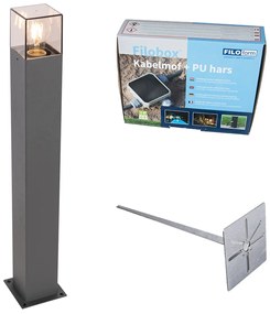 Lampada da esterno 70 cm antracite con picchetto da terra e manicotto per cavi - Denmark
