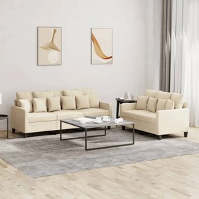 Set Di Divani 2 Pz Con Cuscini Crema İn Tessuto /