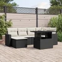 Set Divani da Giardino con Cuscini 7pz Nero Polyrattan 3267416