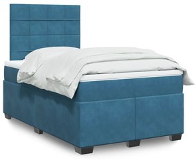Giroletto A Molle Con Materasso Blu 120x190 Cm İn Velluto /