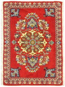 Kashan Tappeto 100x70 Rosso (Iran) Annodato A Mano